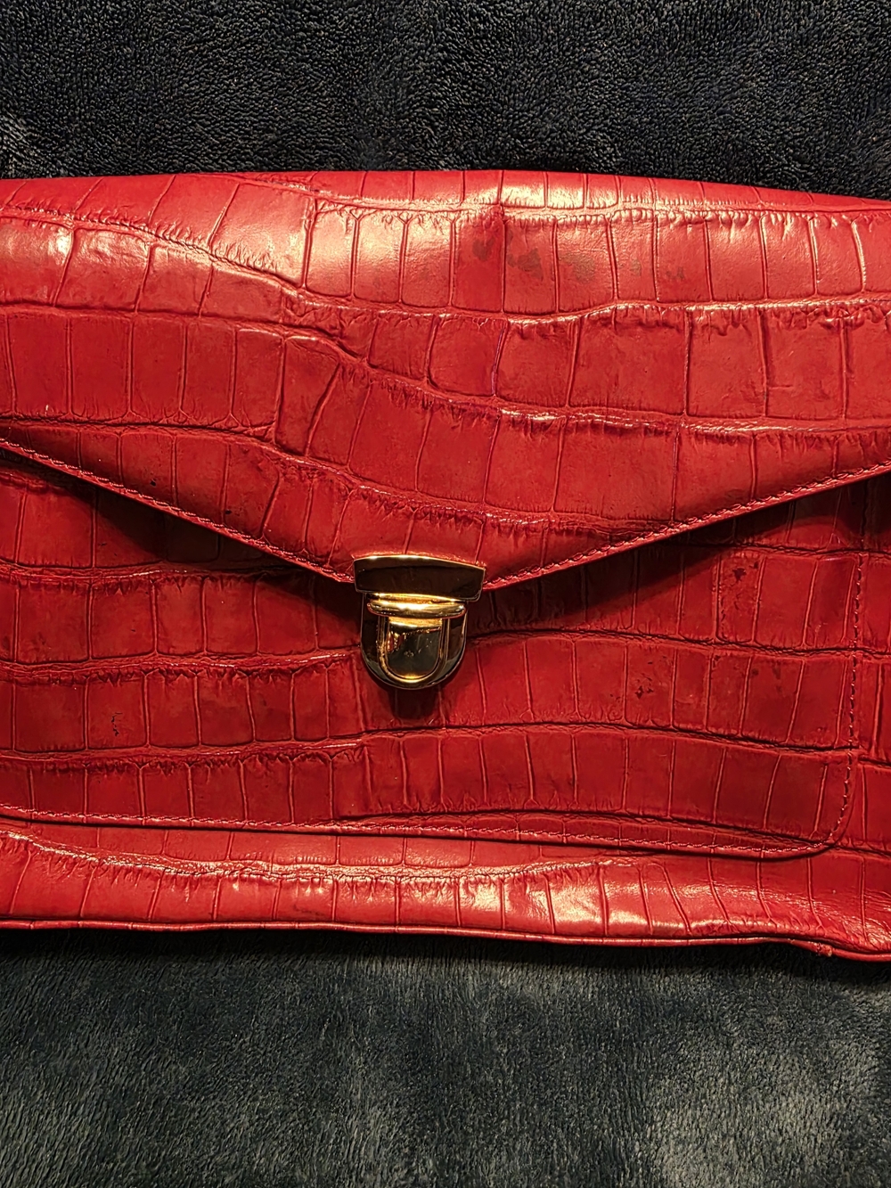 Red Croc-Embossed Envelope Clutch - Bloomingdale's
